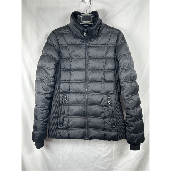 Nautica Jackets & Blazers - Nautica Black Puffer Jacket Women’s Small Gorpcore Fur Trim Zipper Long Sleeve